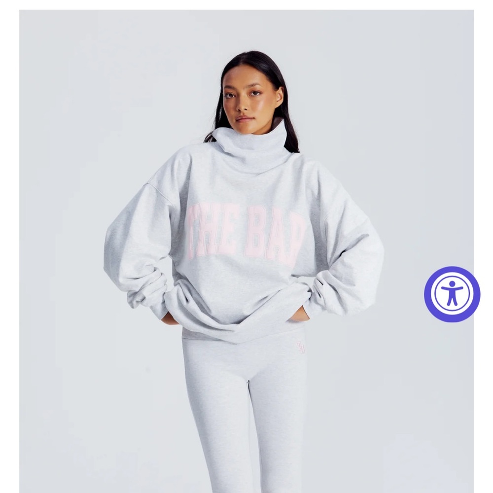 The Bar Light Gray and Soft Pink Turtleneck